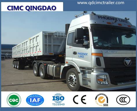 Cimc 50 Tons 3 Axles Side Dump Tipper Semi Truck Trailer Chassis 3