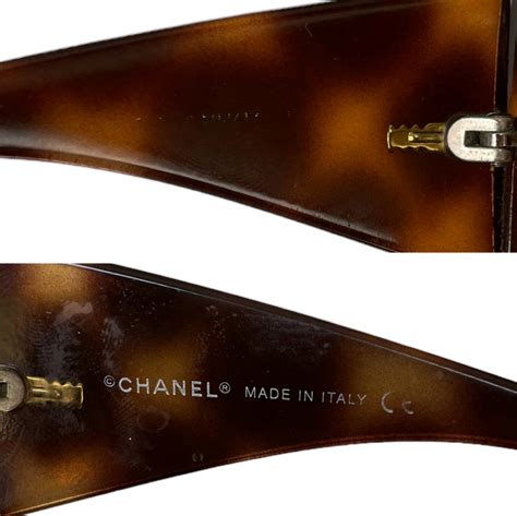 Chanel Diamante Wraparound Sunglasses In Tortoiseshell Brown Gold