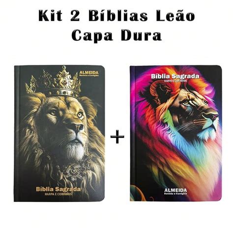 Kit Biblias Sagrada Letra Gigante Luxo Popular Le O Rei E Le O