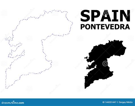 Vector Contour Dotted Map Of Pontevedra Province With Name Stock Vector