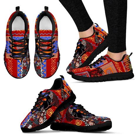 African Print Pattern Women Sneakers Shoes Jorjune