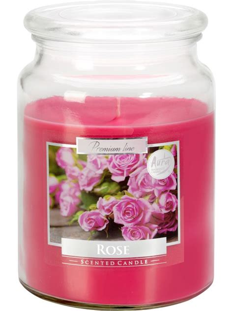 Aura Scented Candle Duża Świeca Zapachowa w Szkle z Wieczkiem Róża