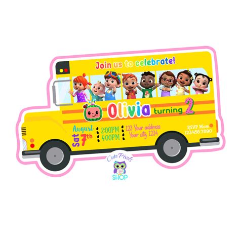 Cocomelon Invitation Cocomelon Wheels On The Bus Cute Pixels Shop