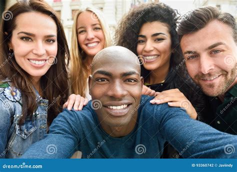 Multiracial Group Of Young People Taking Selfie Stock Photo Image Of