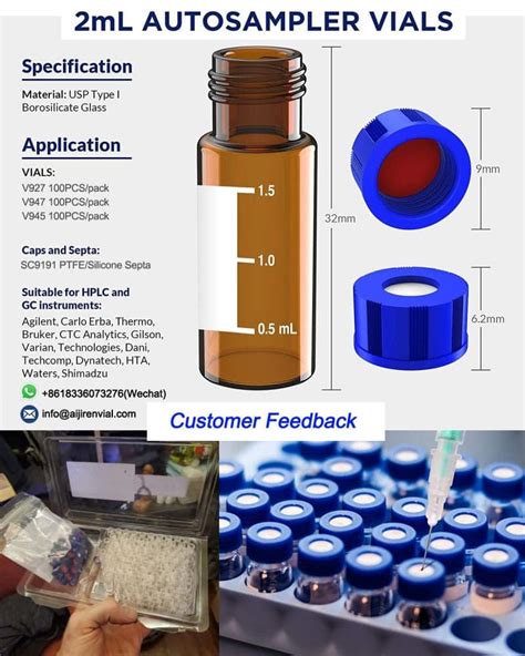 Hplc Screw Vials With Insert Cap And Septum Lab Vials Manufacturer