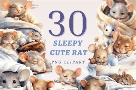 Sleepy Cute Rat PNG Bundle Graphic by SapphireDreamscape · Creative Fabrica