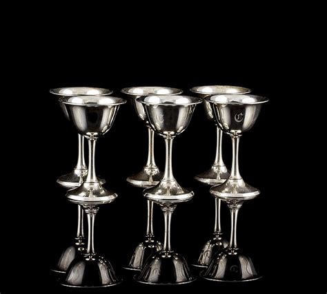 Lot Six Sterling Silver Wine Cups 343 Grams 11 Troy Oz