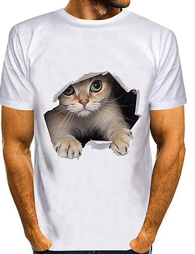 Mens Tee T Shirt Shirt 3d Print Cat Graphic Prints Animal Plus Size