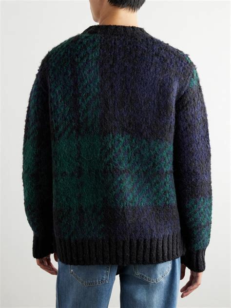 Sacai Checked Jacquard Knit Sweater Green Sacai