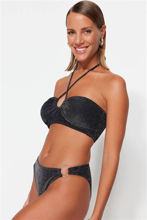 Trendyolmilla Siyah Aksesuarlı Simli Regular Bikini Altı TBESS23BA00272 Fiyatı Yorumları