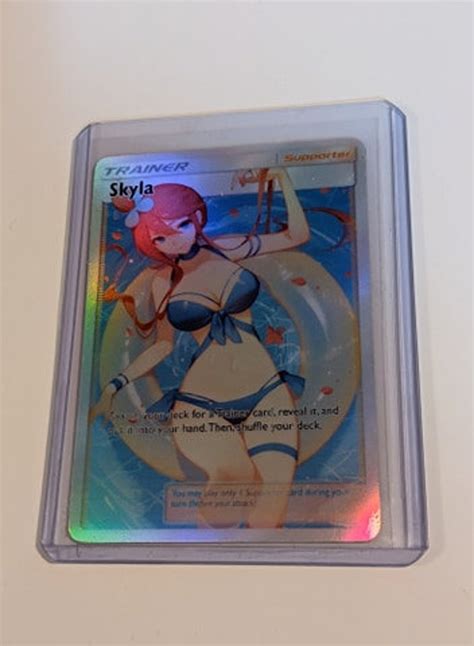 Full Art Holographic Pokemon Orica Custom Waifu Card Skyla Etsy