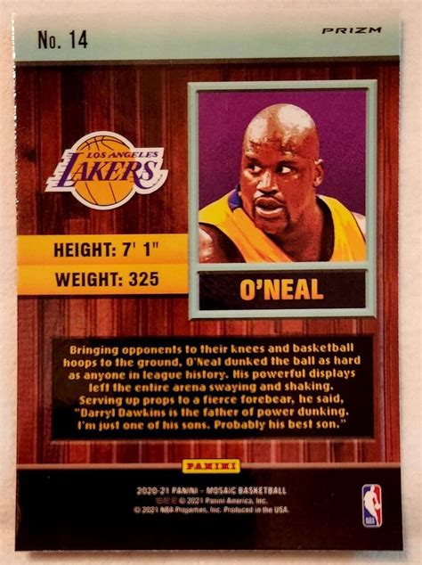 2020 21 Mosaic Shaquille O Neal JAM MASTERS Green Mosaic Lakers EBay