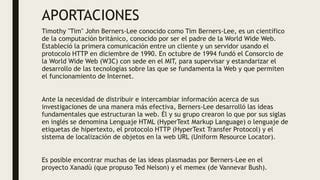 Biografía de tim berners lee para el curso de informática pptx