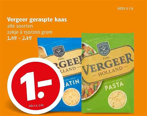 Vergeer Geraspte Kaas Aanbieding Bij Poiesz 1Folders Nl