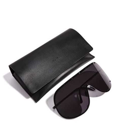 Mens Rick Owens Black Stainless Steel Shield Sunglasses Harrods UK