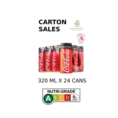 Coca Cola Zero No Sugar Carton Sales 320ml X 24 Cans Long Expiry