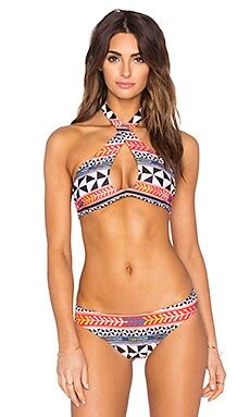 Mara Hoffman Slit Front Halter Bikini Top In Pinwheel Poppy REVOLVE