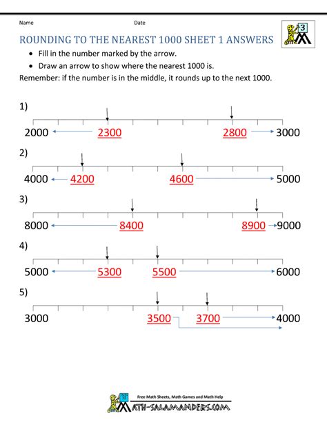 Rounding To Nearest Thousand Worksheets