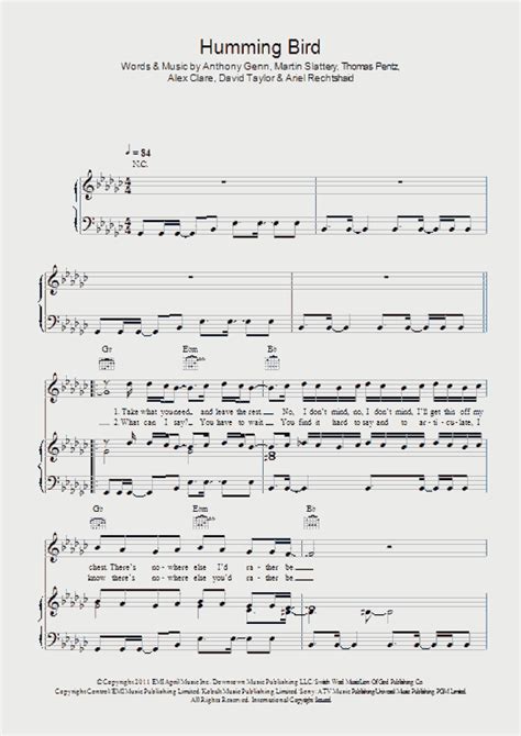 Humming Bird Piano Sheet Music | OnlinePianist