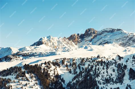 Premium Photo Ski Slope In Courchevel Ski Resort Alps Mountains