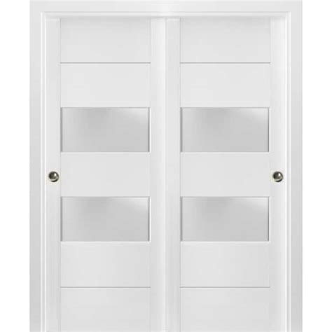 Sartodoors In X In White Finished Wood Sliding Door With