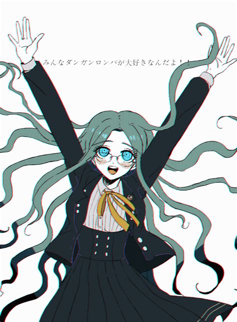 The Big Imageboard Tbib 1girl Blue Eyes Blue Hair Blush Danganronpa Eyewear Glasses Jacket