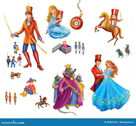 Set Cartoon Characters For Fairy Tale Nutcracker Stock Photography ...