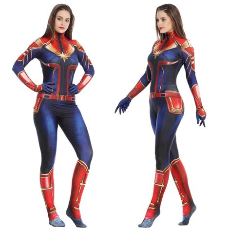 Adult Captain Marvel Cosplay Costume Women Superhero Marvel Women ...