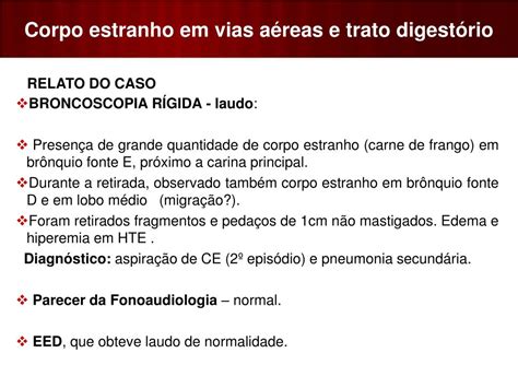 Ppt Corpo Estranho Em Vias A Reas E Trato Digest Rio Powerpoint