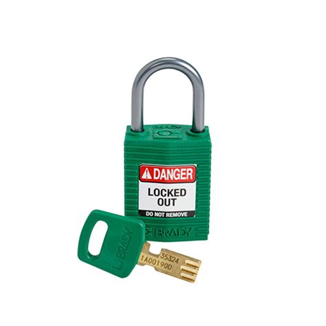 Brady SafeKey Compact Safety Padlock Aluminium Shackle Green 152157