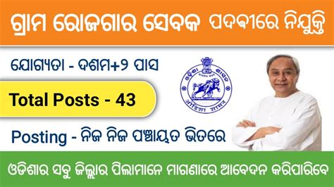 Grs Recruitment 2023 Odisha Panchayat Level Job 2023 10th 2 Pass