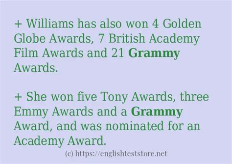 "grammy" - sentence examples - EnglishTestStore Blog