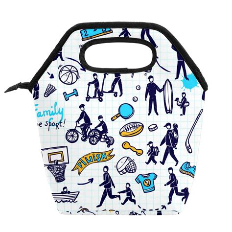 Ownta Sport Pattern Meal Bag Lightweight Large Capacity Tote Lunch