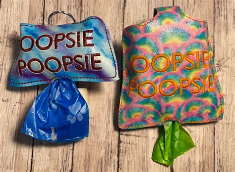 Oopsie Poopsie Digital Embroidery File In The Hoop Key Fob Snap Tab