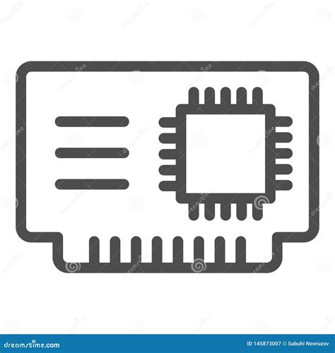 Microchip Line Icon Cpu Vector Illustration Isolated On White Chip