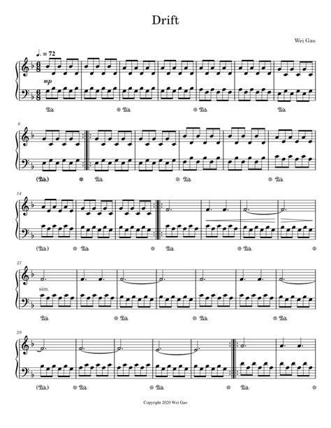 Drift Sheet Music For Piano Solo