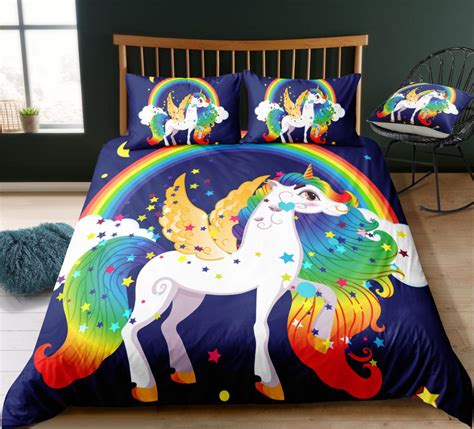 Sparkling Rainbow Unicorn And Wings Bedding Set Unilovers