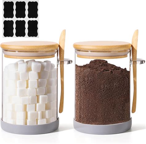 Comsaf 19oz Glass Jars With Bamboo Lids And Spoons Set Of 2 Overnight