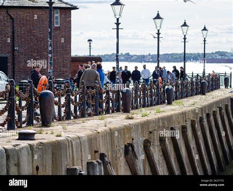 Liverpool Uk Sept Groups Of People Walking Along The Sea Front