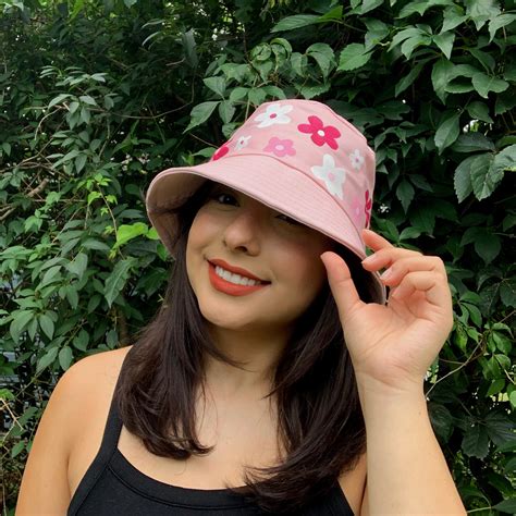 Pink Retro Flowers Bucket Hat - Etsy