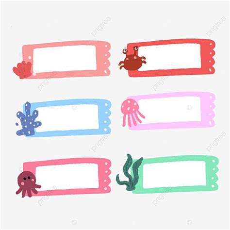 Cute Name Tag White Transparent Cute Name Tag Colorful Illustration