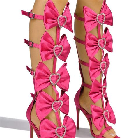Barbie Hot Pink BOW Strappy High Heels Gem