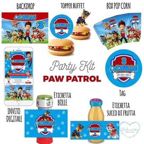 27 00 Party Kit Digitale Personalizzato A Tema PAW PATROL Che