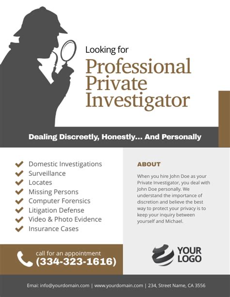 Private Investigator Flyer Poster Template Postermywall