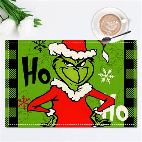 Gomind Christmas Grinch Placemats Merry Grinchmas Table Mats Winter New