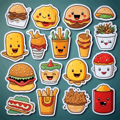 Premium Vector Food Sticker Set Vector