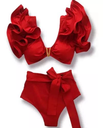 Traje De Baño Bikini Holanes Rojo Elegante Sexy Moderno Meses sin