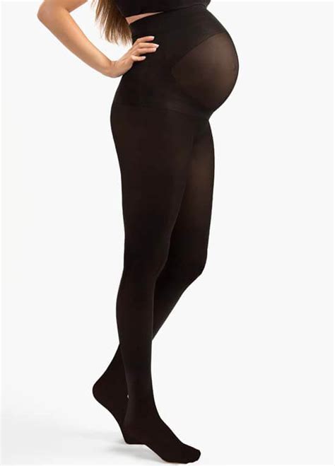 Black Opaque Belly Support Maternity Tights By Blanqi