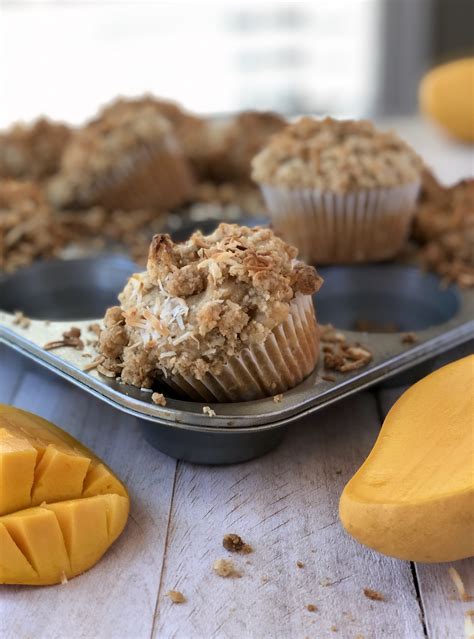 Mango Coconut Streusel Muffins Best Closeup Of Muffin The Kitchen Fairy