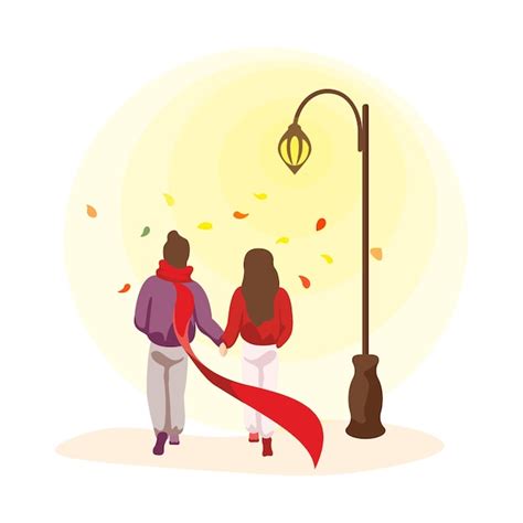 Premium Vector Young Happy Couple In Love Spend Autumn Fall Time